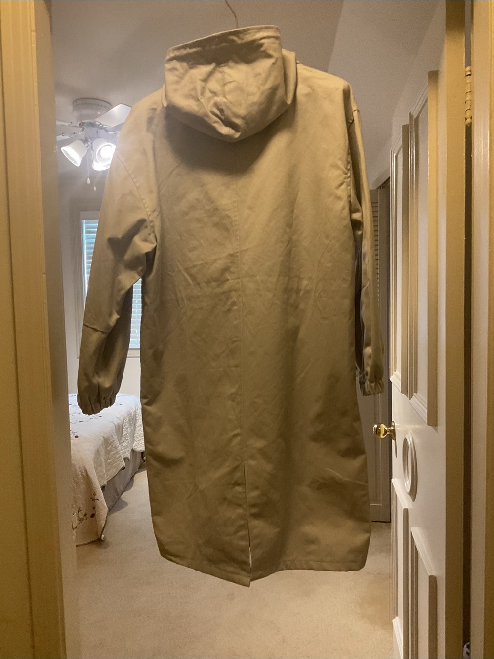Light Gray Hooded Button-Front Raincoat - Picture 2 of 2